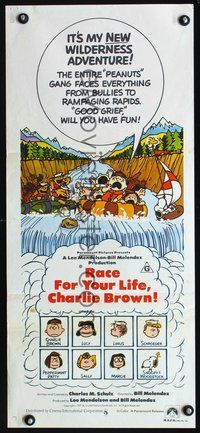 2w815 RACE FOR YOUR LIFE CHARLIE BROWN Australian daybill '77 Charles M. Schulz, Snoopy, Peanuts!