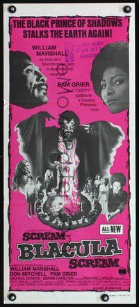 2w849 SCREAM BLACULA SCREAM Australian daybill '73 black vampire William Marshall & Pam Grier!