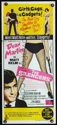 2w861 SILENCERS Australian daybill movie poster '66 Dean Martin & the Slaygirls, Cyd Charisse!