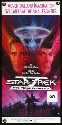 2w888 STAR TREK V Australian daybill '89 The Final Frontier, art of Shatner & Nimoy by Bob Peak!