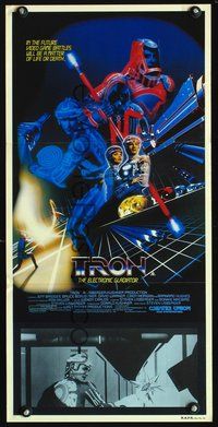 2w929 TRON Australian daybill poster '82 Walt Disney sci-fi, Jeff Bridges, cool special effects!