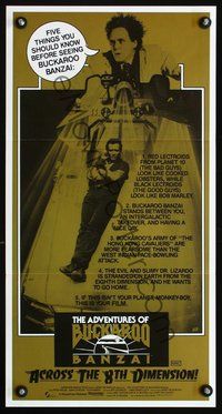 2w512 ADVENTURES OF BUCKAROO BANZAI Australian daybill '84 Peter Weller science fiction thriller!