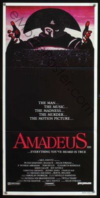 2w517 AMADEUS Australian daybill movie poster '84 Milos Foreman, Mozart biography, cool artwork!