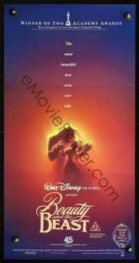 2w528 BEAUTY & THE BEAST Australian daybill '91 Walt Disney cartoon classic, cool romantic art!