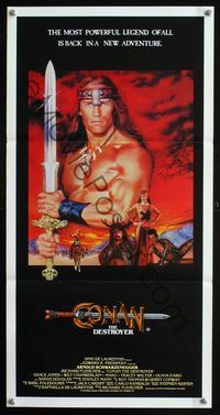 2w549 CONAN THE DESTROYER Aust daybill '84 Arnold Schwarzenegger is the most powerful legend of all