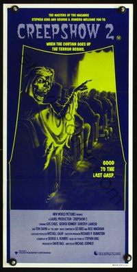 2w551 CREEPSHOW 2 Aust daybill '87 Tom Savini, great Winters artwork of skeleton guy in theater!