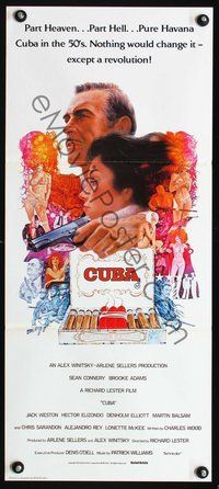 2w554 CUBA Australian daybill poster '79 cool artwork of Sean Connery & Brooke Adams and cigars!