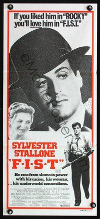 2w577 F.I.S.T. Australian daybill '77 great image of Sylvester Stallone & lots of angry strikers!