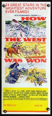 2w640 HOW THE WEST WAS WON white Australian daybill movie poster '64 John Ford epic!