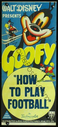 2w643 GOOFY Aust daybill '40s Disney, How to Play Football