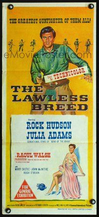 2w679 LAWLESS BREED Australian daybill '53 Rock Hudson is the greatest gunfighter, Julie Adams
