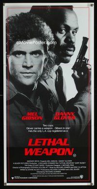 2w687 LETHAL WEAPON Australian daybill movie poster '87 Mel Gibson, Danny Glover