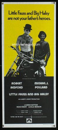2w694 LITTLE FAUSS & BIG HALSY Aust daybill '70 barechested Robert Redford & Michael J. Pollard!