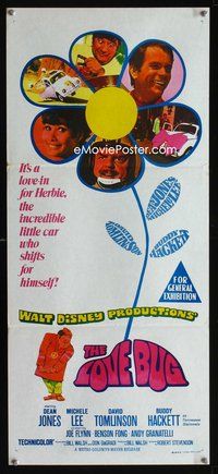 2w707 LOVE BUG Australian daybill movie poster '69 Disney, Volkswagen Beetle Herbie!