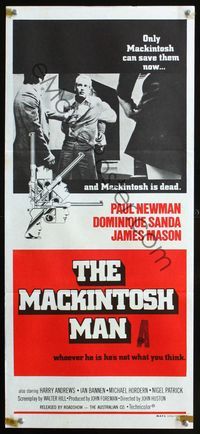 2w711 MACKINTOSH MAN Australian daybill movie poster '73 Paul Newman, Dominique Sanda, John Huston