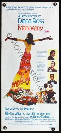 2w718 MAHOGANY Australian daybill movie poster '75 cool artwork of Diana Ross, Billy Dee Williams