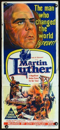 2w732 MARTIN LUTHER Australian daybill poster '53 Niall MacGinnis, John Ruddock, Pierre Lefevre