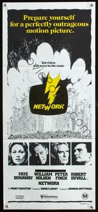 2w758 NETWORK Australian daybill poster '76 Paddy Cheyefsky, William Holden, Sidney Lumet classic!