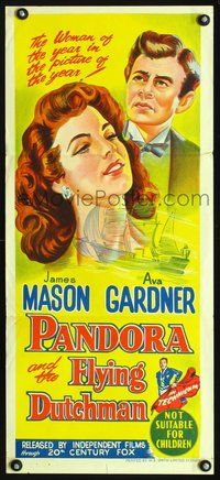 2w785 PANDORA & THE FLYING DUTCHMAN Australian daybill poster '51 James Mason, sexy Ava Gardner!