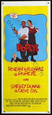 2w801 POPEYE Aust daybill '80 Robert Altman, Robin Williams & Shelley Duvall as Segar's characters!