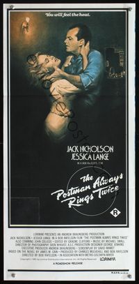 2w803 POSTMAN ALWAYS RINGS TWICE Australian daybill '81 Jack Nicholson & Jessica Lange by Casaro!