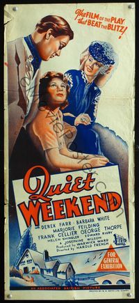 2w814 QUIET WEEKEND Australian daybill movie poster '46 Derek Farr, Barbara White, Marjorie Feilding