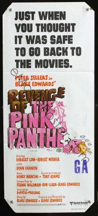 2w827 REVENGE OF THE PINK PANTHER Aust daybill '78 Peter Sellers, Blake Edwards, funny cartoon art!