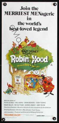 2w829 ROBIN HOOD Aust daybill R83 Walt Disney cartoon, the way it REALLY happened!
