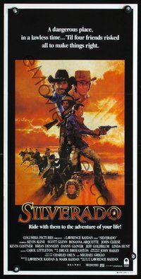 2w862 SILVERADO Australian daybill movie poster '85 Kevin Kline, Kevin Costner, Bob Peak art!