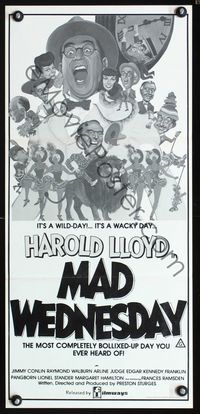 2w863 SIN OF HAROLD DIDDLEBOCK Australian daybill poster R79 Preston Sturges, Harold Lloyd & lion!