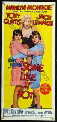 2w873 SOME LIKE IT HOT Australian daybill '59 Marilyn Monroe w/Tony Curtis & Jack Lemmon in drag!