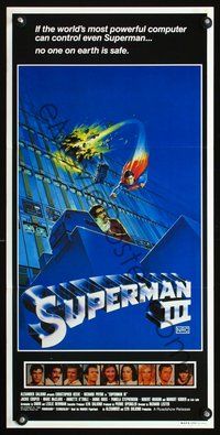 2w898 SUPERMAN III Aust daybill '83 artwork of Christopher Reeve holding Richard Pryor by L. Salk!
