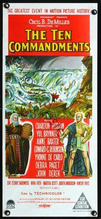 2w907 TEN COMMANDMENTS Australian daybill poster R60 Charlton Heston, Yul Brynner, Cecil B. DeMille
