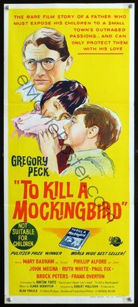 2w924 TO KILL A MOCKINGBIRD Australian daybill '63 Gregory Peck classic, from Harper Lee's novel!