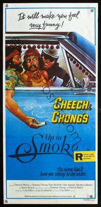 2w934 UP IN SMOKE Australian daybill '78 Cheech & Chong marijuana drug classic, Scakisbrick artwork