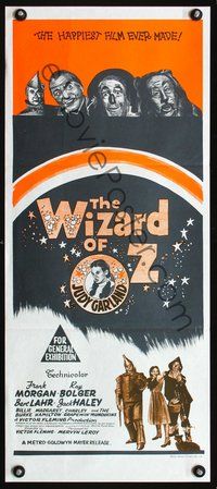 2w956 WIZARD OF OZ orange style Australian daybill movie poster R70s all-time classic!