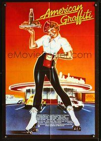 2w012 AMERICAN GRAFFITI German poster '73 George Lucas teen classic, it was the time of your life!