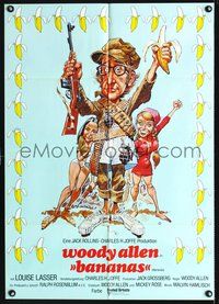 2w024 BANANAS German movie poster '71 great artwork of Woody Allen by E.C. Comics artist Jack Davis!