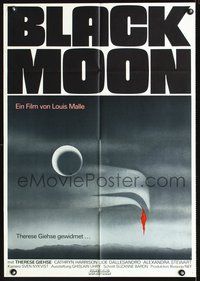2w034 BLACK MOON German movie poster '75 Louis Malle, Therese Giehse, cool surreal artwork!
