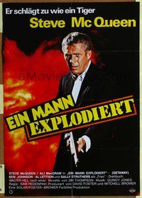 2w089 GETAWAY German poster R75 Ali McGraw, Sam Peckinpah, cool Steve McQueen w/shotgun image!