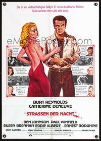 2w105 HUSTLE German movie poster '75 Robert Aldrich, Burt Reynolds, sexy Catherine Deneuve!