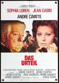 2w113 JURY OF ONE German movie poster '75 Verdict, Sophia Loren, Jean Gabin, Andre Cayatte