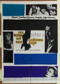 2w126 MAN WITH THE GOLDEN ARM German '56 Frank Sinatra is hooked, classic Saul Bass art and design!