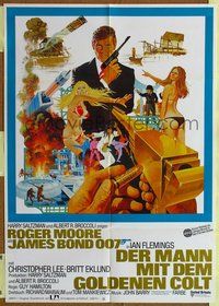 2w127 MAN WITH THE GOLDEN GUN German movie poster '74 Roger Moore as James Bond by Robert McGinnis!
