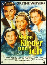 2w134 MEINE KINDER UND ICH German movie poster '55 Grethe Weiser, great family art by Wollen!