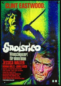 2w161 PLAY MISTY FOR ME German '71 classic Clint Eastwood, really cool horror art by Hans Branin!