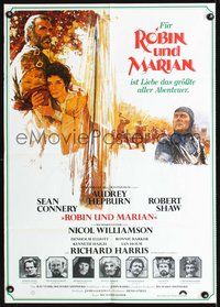 2w178 ROBIN & MARIAN German '76 different art of Sean Connery & Audrey Hepburn by Drew Struzan!