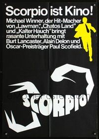 2w188 SCORPIO teaser German '73 Burt Lancaster, Alain Delon, the most incredible manhunt of all time