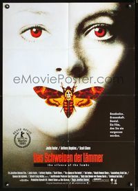 2w197 SILENCE OF THE LAMBS German movie poster '90 great image of Jodie Foster with moth over mouth!