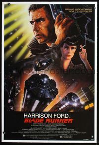 2x049 BLADE RUNNER linen 1sheet '82 Ridley Scott sci-fi classic, art of Harrison Ford by John Alvin!